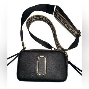 Black and Gold/Red/ Maroon Crossbody Bag with Thick Strap